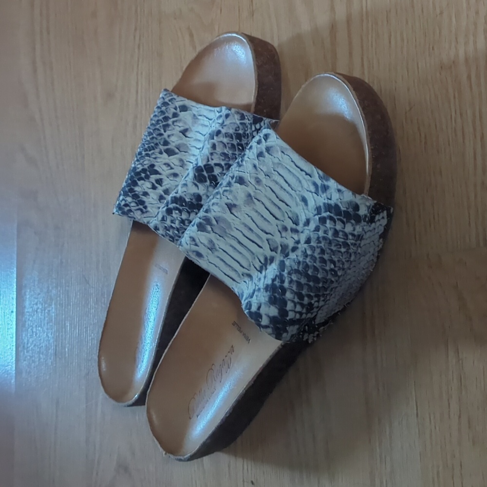 Italian Leather Snake Embossed Slides